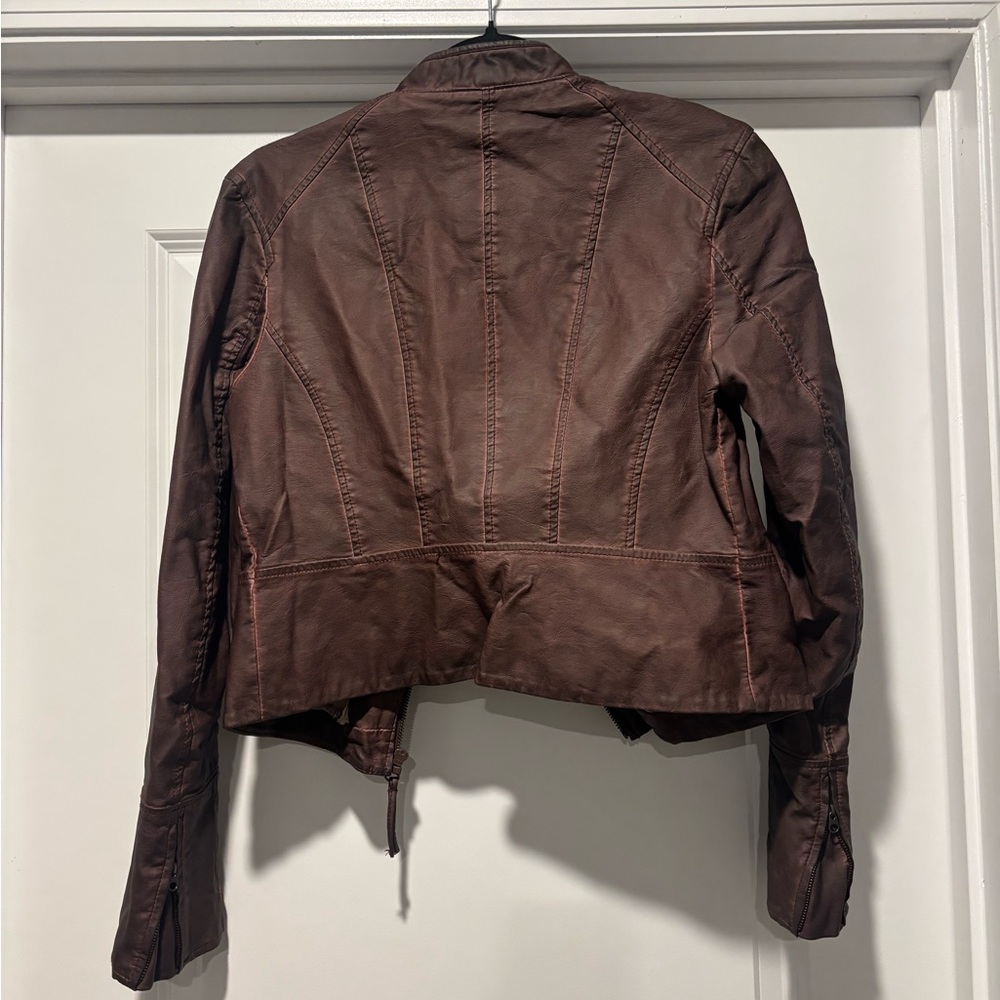 Free People Purple Women's Smal Full Zip Sleeve 2 Pocket Vegan Suede Moto Jacket - Picture 3 of 3